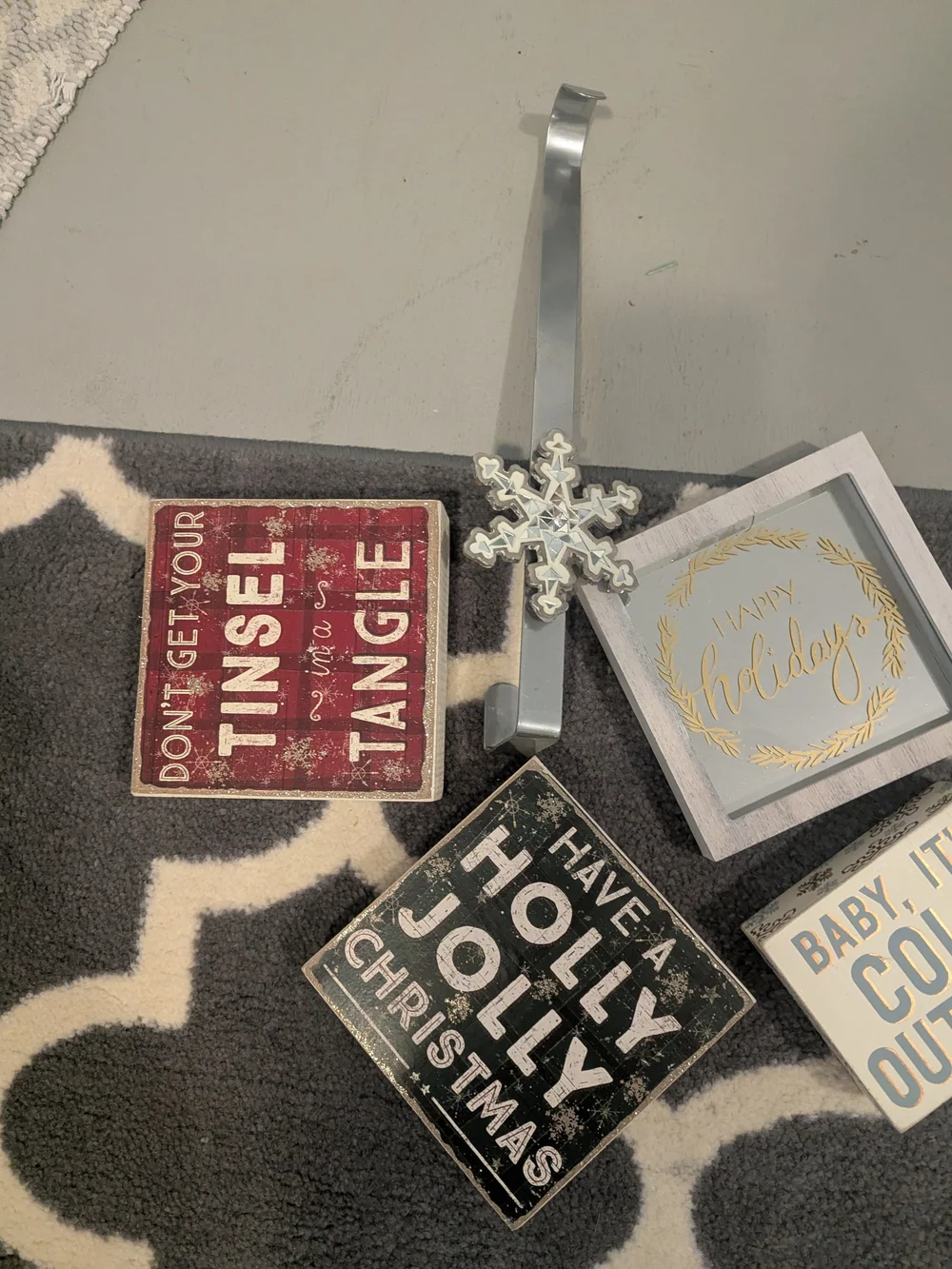 Assorted Holiday Wall Signs - Red, White, Gray, Black